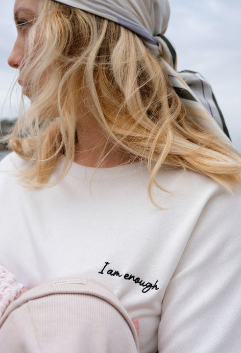 Sweatshirt d'allaitement I AM ENOUGH avec imprimé